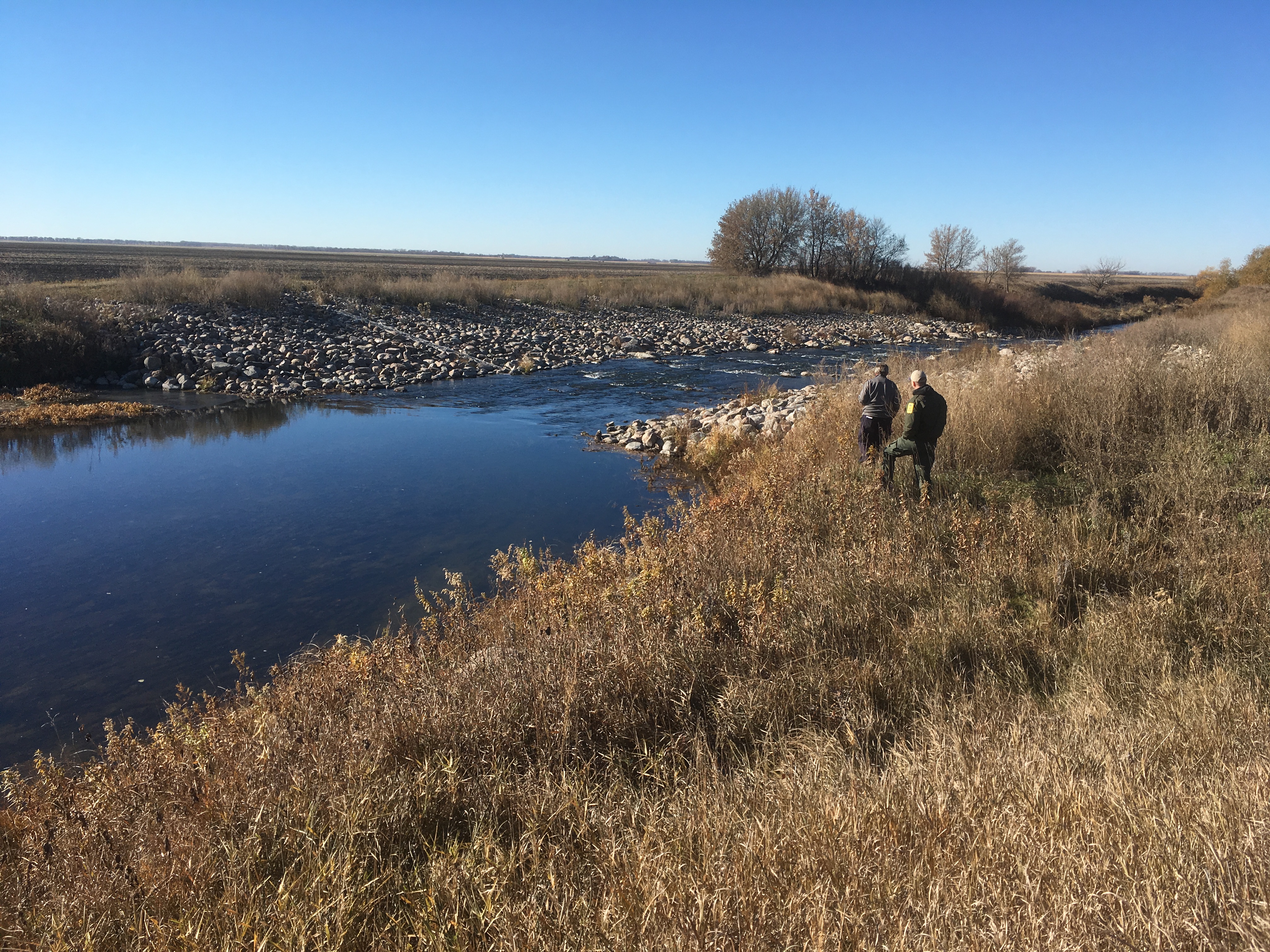 View of completed rock riffle project.